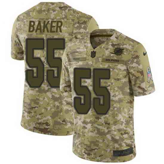 Nike Dolphins #55 Jerome Baker Camo Mens Stitched NFL Limited 2018 Salute To Service Jersey